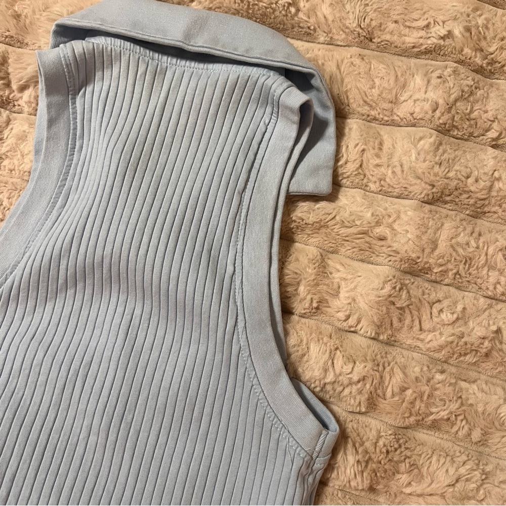Zara Soft Blue Ribbed Crop Top - Picture 6 of 6